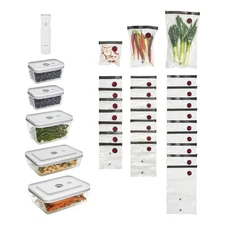 SALE! Glass Vacuum Food Storage Starter Set 32-Piece, Containers & Reusable Bags