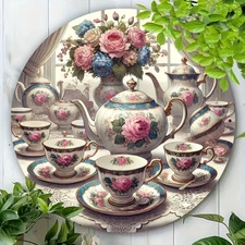 Elegant Classic Teapot Pattern Aluminum Foil Art, 8x8 Inch, Waterproof Dustproof