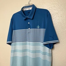 Puma Shirt Mens XL Blue Striped Polo Golf Performance Pine Valley