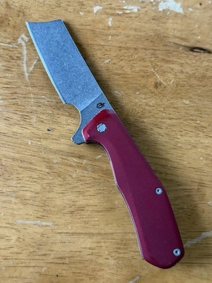 Gerber Asada Cleaver Pocket Knife Folder Ball Bearing Pivot Red 7Cr17MoV Used