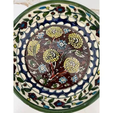 Hand Painted Ceramic Bowl Floral Design Decorative Kitchen Dining Art