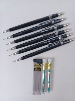Lot of 6 Pentel P205 Mechanical Pencils w/ Lead + Eraser Refills Japan