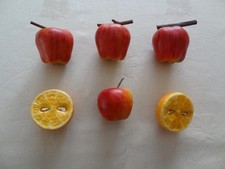 Deko Obst Kunststoff 4 &Auml;pfel (2 Sorten) 2 Orangenh&auml;lften DM ca. 4 cm