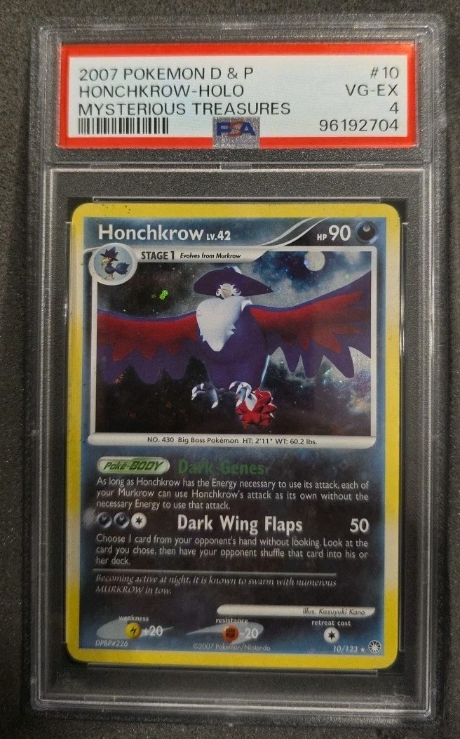 POKEMON CARD HONCHKROW HOLO 10 MYSTERIOUS TREASURES #10 VINTAGE GRADED PSA 4