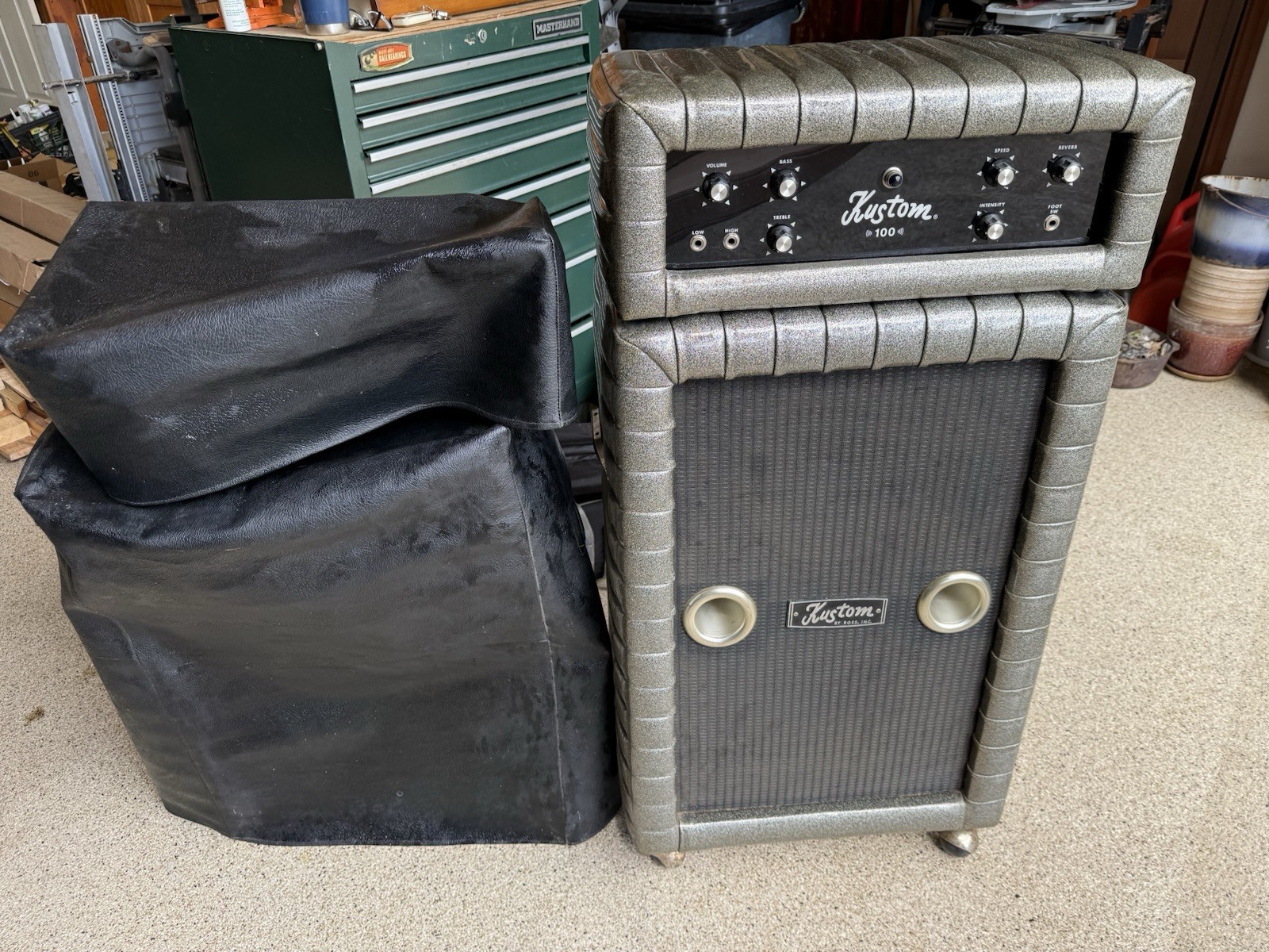 Kustom K100-2 Vintage Guitar Amplifier K100-2 MPN with Cover Silver