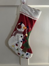 Pottery Barn Kids Snowman with Lights Quilted Christmas Stocking,Red,No Monogram