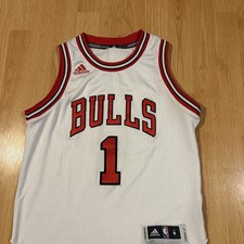Adidas Chicago Bulls NBA #1 Rose White Jersey Mens Medium Basketball