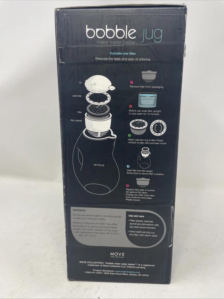 Bobble Jug Фильтрация воды 64 унции + добавка 40 галлонов Сменный фильтр - Новый/Герметичный - Изображение 4 из 4