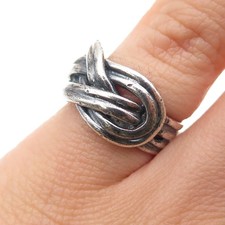 925 Sterling Silver Vintage Modernist Knot Oxidized Ring Size 5.5