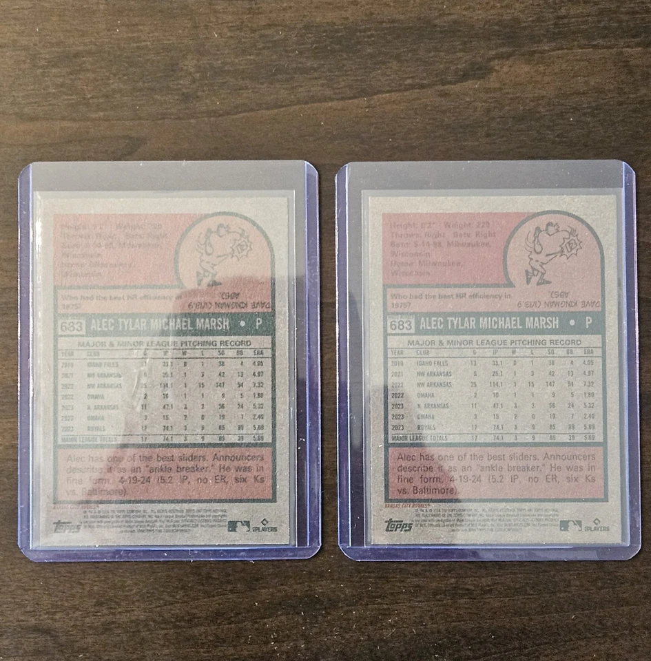 Lot (2) Alec Marsh #683 - 2024 Topps Heritage High Number White & Aqua Borders - Image 2 of 2