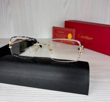 Cartier Big C Diamond Cut Clear Lens Gold Frame