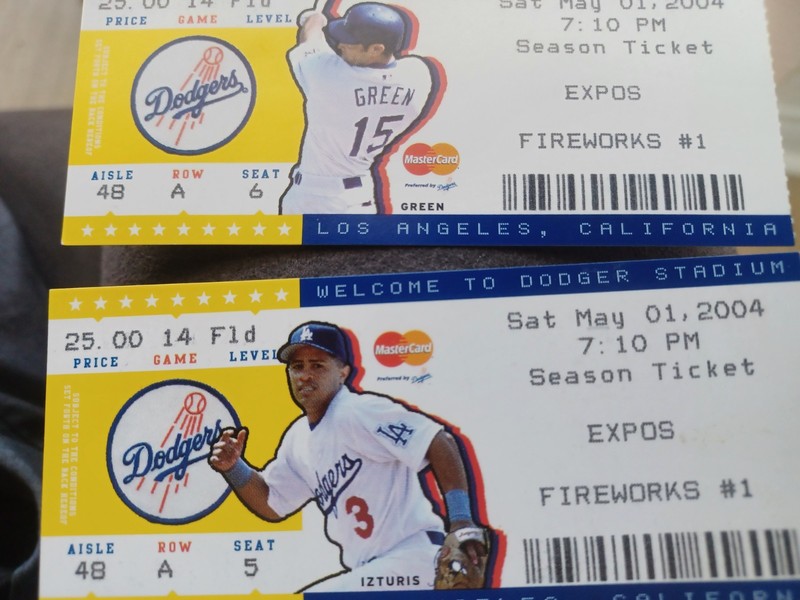Los Angeles Dodgers Ticket Stubs  5-1-2004