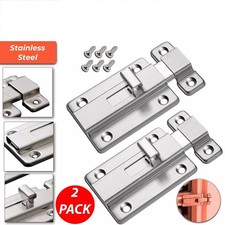 2Pcs Stainless Steel Latch Sliding Silver Doors Lock Keyless Door Bolt For Doors