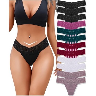 Baumwolle String Tanga Damen  Unterhosen Frauen V-Waist Atmungsaktiv Slip Dam...