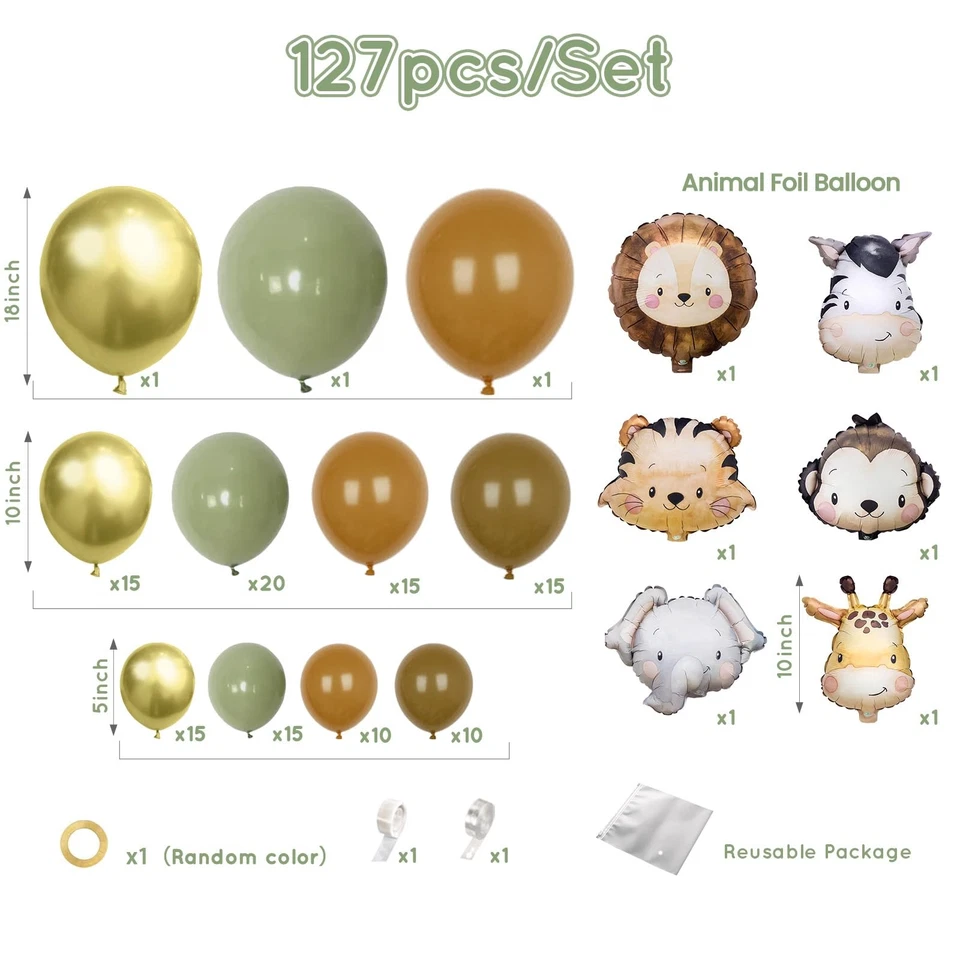 Safari Balloon Arch Kit, Sage Green Brown Balloon Arch for Safari Wedding Sho... - Image 2 of 4