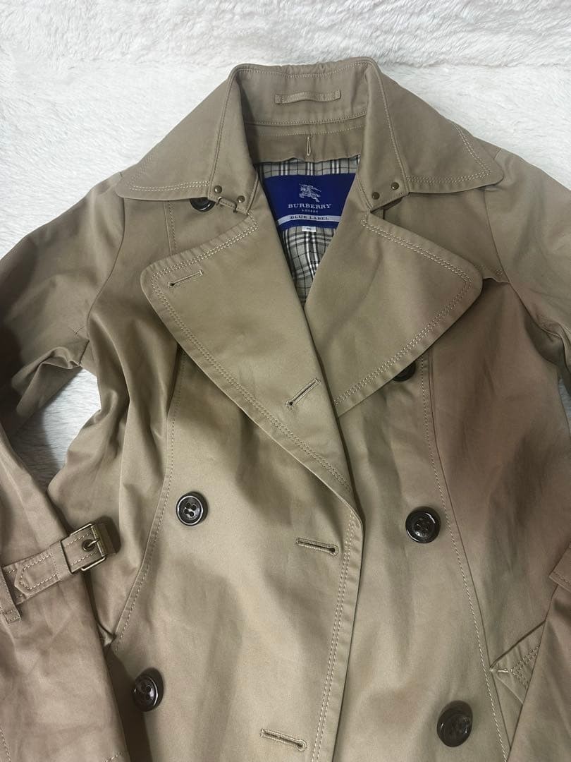 BURBERRY BLUE LABEL Trench Coat Beige Nova Check US S Mid Vintage Japan thumbnail 23