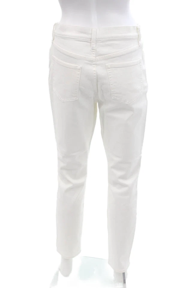 Pantalones de mezclilla Vince para mujer de algodón de tiro alto ajustados de pierna blancos talla 28 Foto 3 de 4