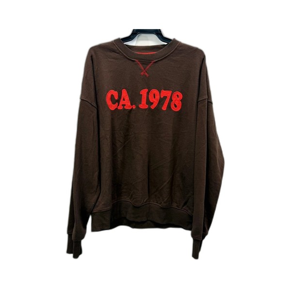 Cotton On Womens 1978 Brown Pullover Sweatshirt L Crew Neck Fleece Jumper Top