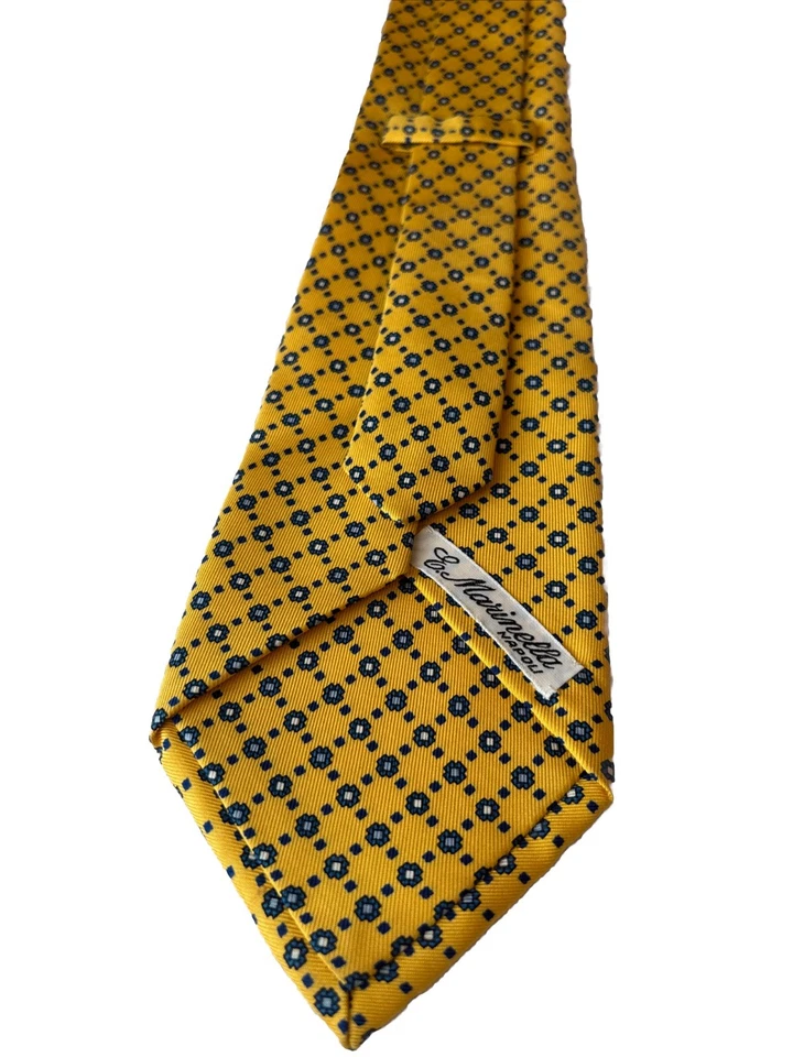 E. Marinella Napoli Silk Tie Yellow Blue Geometric Italian Luxury  - Bild 1 von 4