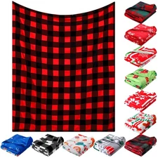 12 Pack Christmas Throw Blanket Buffalo Plaid Prints Fleece Blanket Bulk 50 x...