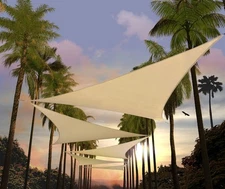 28' x 28' x 28' Beige Triangle Sun Shade Sail Canopy Awning Fabric Cloth AGTA...