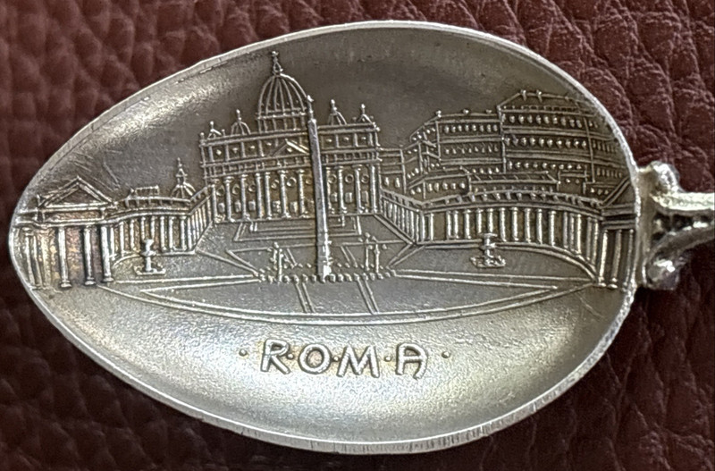St. Peter's Basilica Rome Italy Lupa 4.75" 800 Silver Souvenir Spoon 15g
