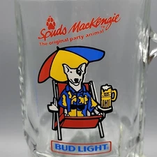 Spuds Mackenzie Bud Light 8" Tall Beer Mug Barware Mancave Beach Chair VTG 1987