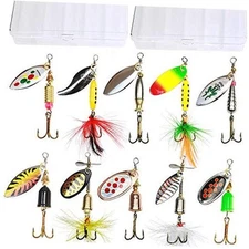 10pcs Fishing Lure Spinnerbait, Bass Trout Salmon Hard Metal Spinner Baits Kit 