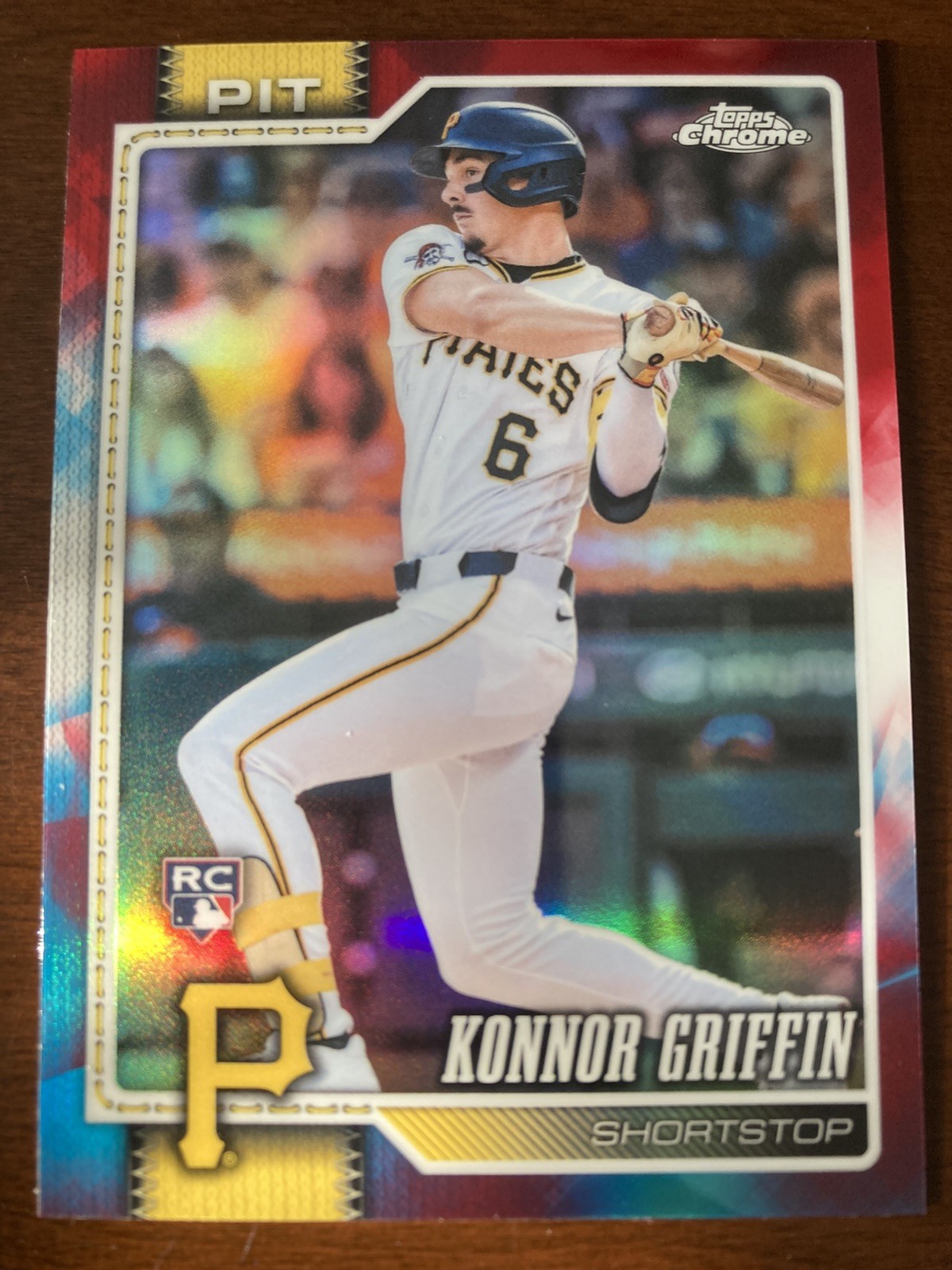 2026 Topps Chrome Konnor Griffin (RC) #74 Red White and Blue Refractor Pirates