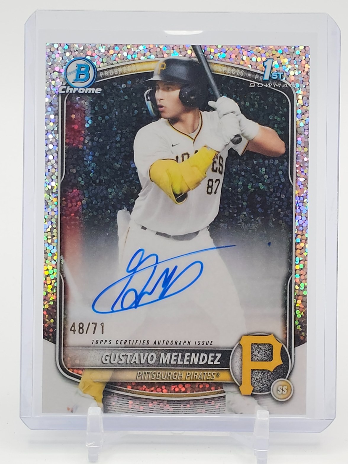 GUSTAVO MELENDEZ 2025 BOWMAN CHROME DRAFT 1ST AUTO SPARKLE /71 #CPA-GM Q0927
