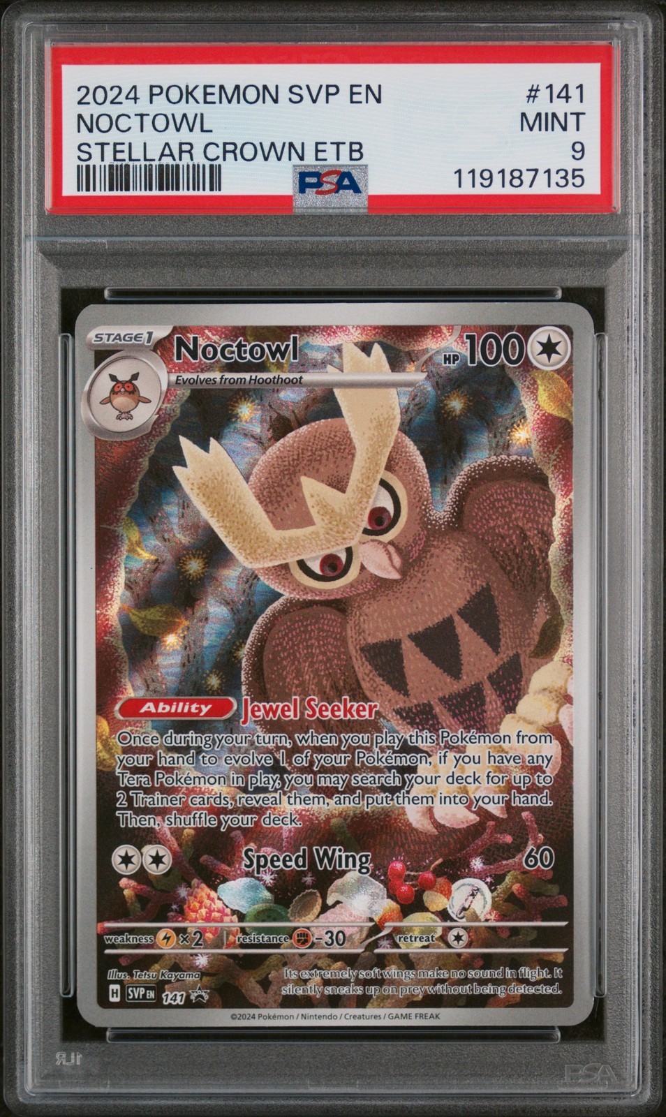 2024 POKEMON SVP EN-SV BLACK STAR PROMO #141 NOCTOWL PSA 9