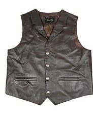 SCULLY Leather Vest Buffalo Nickel Snaps Soft Biker Motorcycle Western Mens LG