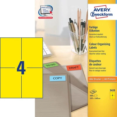 400 AVERY Zweckform Etiketten 3459 gelb 105,0 x 148,0 mm