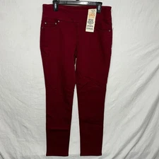 JAG Women's 10 Red Nora Pull On High Rise Nora Skinny Fit Jeans