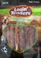 Lovin' Tenders Real Chicken Rawhide Twist Dog Treats 1 Pack 7oz