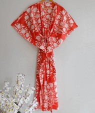 Indian Vintage 100% Cotton Long Beach Maxi Kaftan Dress One Size Caftan Kimono