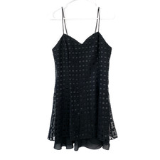 Vintage 90s Dawn Joy Fashions Black Sheer Textured Mini Dress 9/10 Party