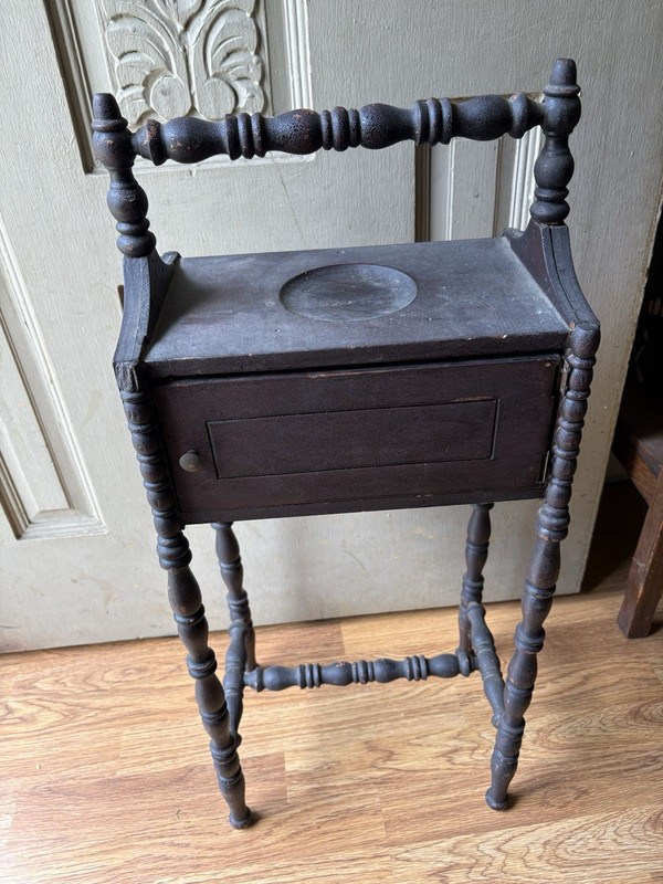 Antique Mahogany Wood Smokers Stand Copper Lined 29x8