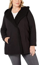 Ideology Womens Fleece-lined Hooded Jacket Noir 2xl