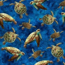 Hoffman Tides of Color V5258 17 Cobalt Turtles Cotton BTY