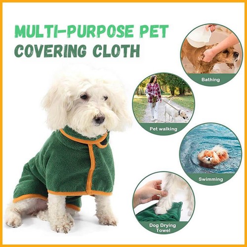 Dog Microfibre Bathrobe Dog Towel Wrap Super-Absorbent Dog Drying Coat Bath Robe - 第 7/17 張圖片