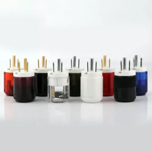 Paar Gold/Rhodiniert US AC Audio Netzstecker IEC C15 HiFi Stromkabel Stecker - Bild 1 von 31