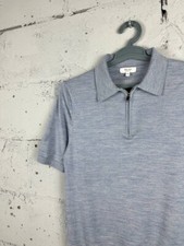 Reiss Maxwell Merino Wool Textured Polo Zip Shirt Size M