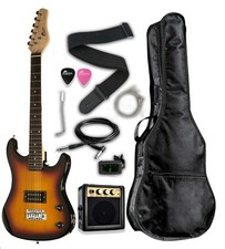36" Solid Body Kids Tobacco Electric Guitar Package with Bag, Amp, Strap, Tuner
