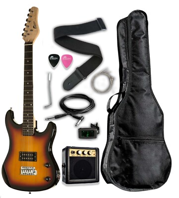 36'' Solid Body Kids Tobacco Electric Guitar Package with Bag, Amp, Strap, Tuner
