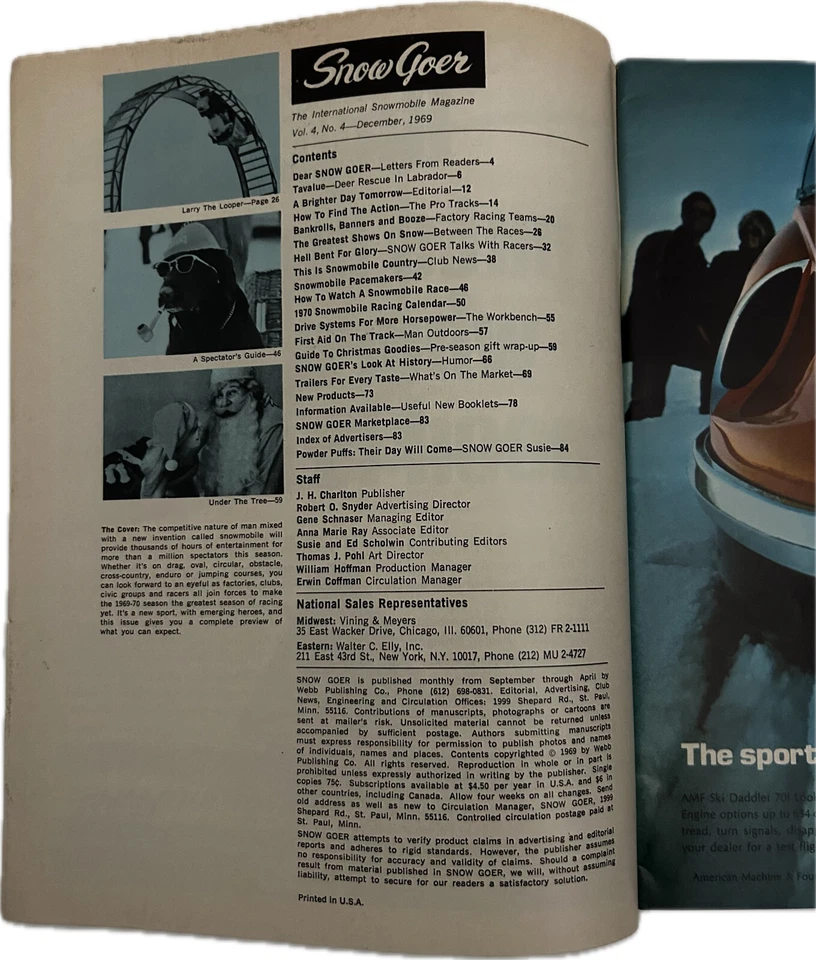 SNOW GOER Snowmobile Magazine December 1969 Snowstorming Daredevils VTG - Image 2 of 4