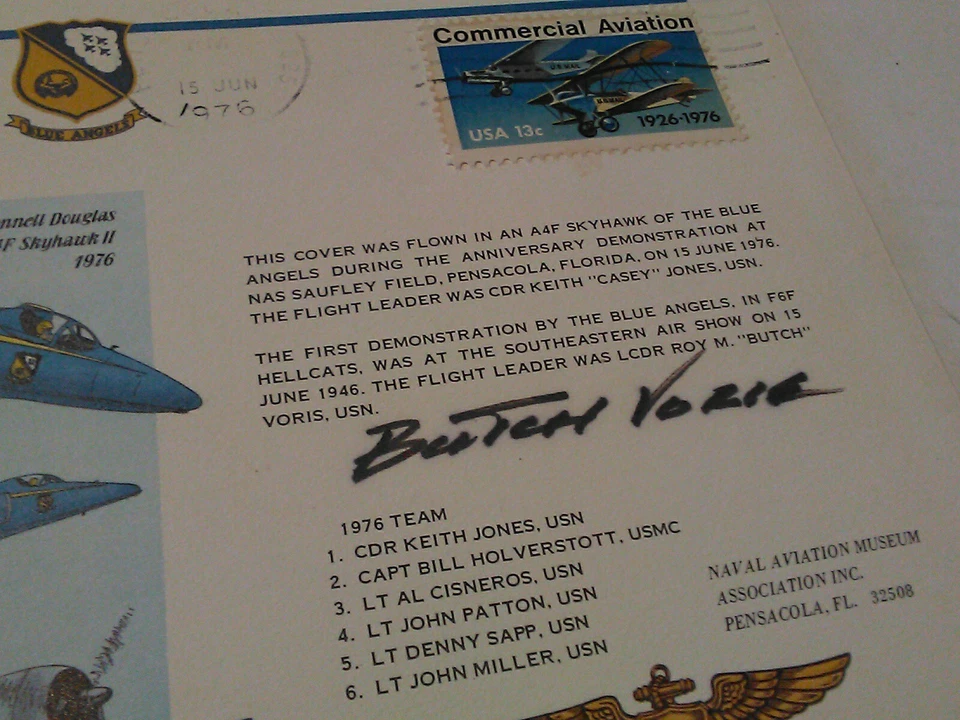 76' USPS stamp FDC Blue Angels Butch Voris signed USN Airlines limited RARE - Image 4 of 4