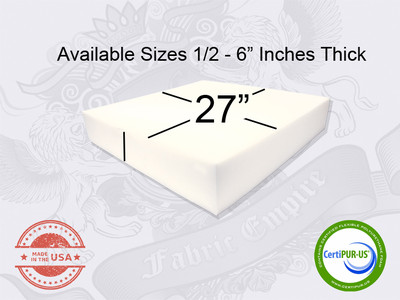 27'' x 27'' Square Upholstery Cushion Replacement Foam Sheet - FREE SHIPPING