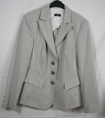 BASLER SELECTION Stretch Jacke Blazer Grau/Weiß Gestreift Größe 40 NEUWERTIG!