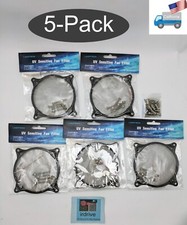 5-pack: Lamptron Black 90/92mm Mesh UV Sensitive PC Case Fan Filter Frame,Screws